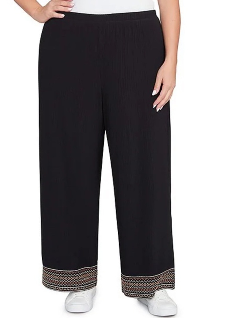 Ruby Rd. Smooth Rib Slinky Embroidered Hem Pull-On Pants Size XL